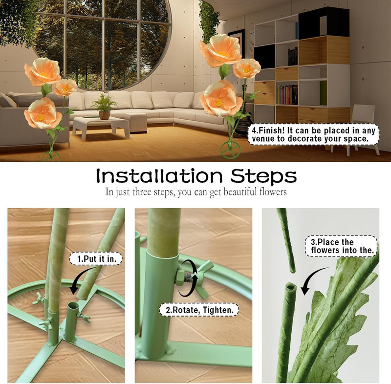 Giant 3PCS Faux Flowers Set - 80" Waterproof Decor for Home & Events gallery