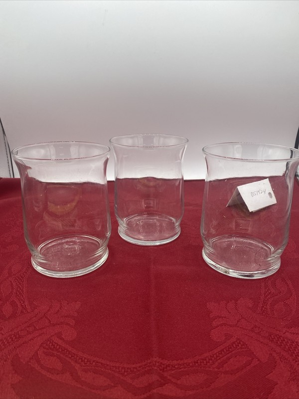 Lot Of 3-Clear Glass Wavy Curvy Candle Holder or Flower Vase 3” X 4.4” Tall