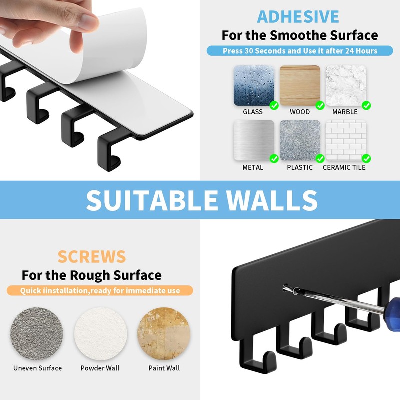 Key Holder for Wall, Key Hooks with 10 Hooks Wall Mounted Key Holder for Hallway gallery