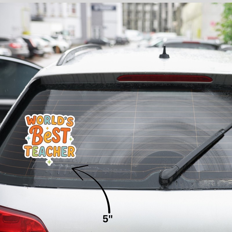 4Pcs World’s Best Teacher Stickers – Cute Teacher Appreciation Vinyl Decals gallery