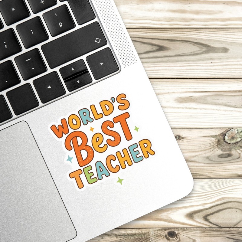 4Pcs World’s Best Teacher Stickers – Cute Teacher Appreciation Vinyl Decals gallery
