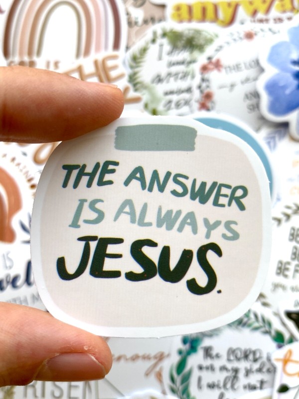 5-50 pcs Bible Verse Stickers, Jesus Christian Phrase Boho Phone Laptop Decals gallery