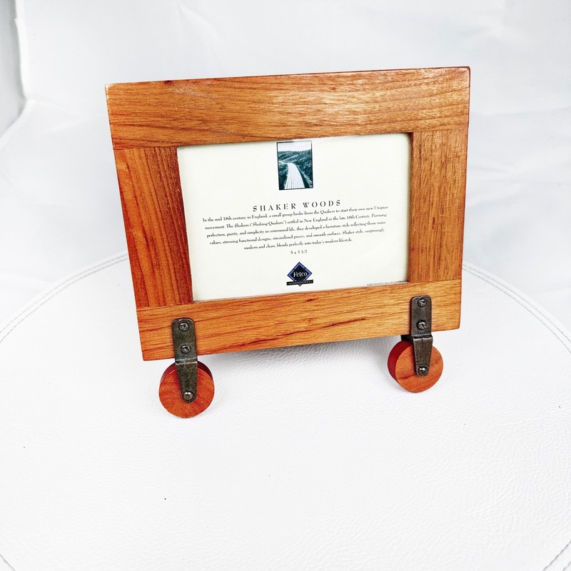 Fetco Shaker Woods Wooden 3.5×5 Picture Frame Vintage Tabletop Easel Wood