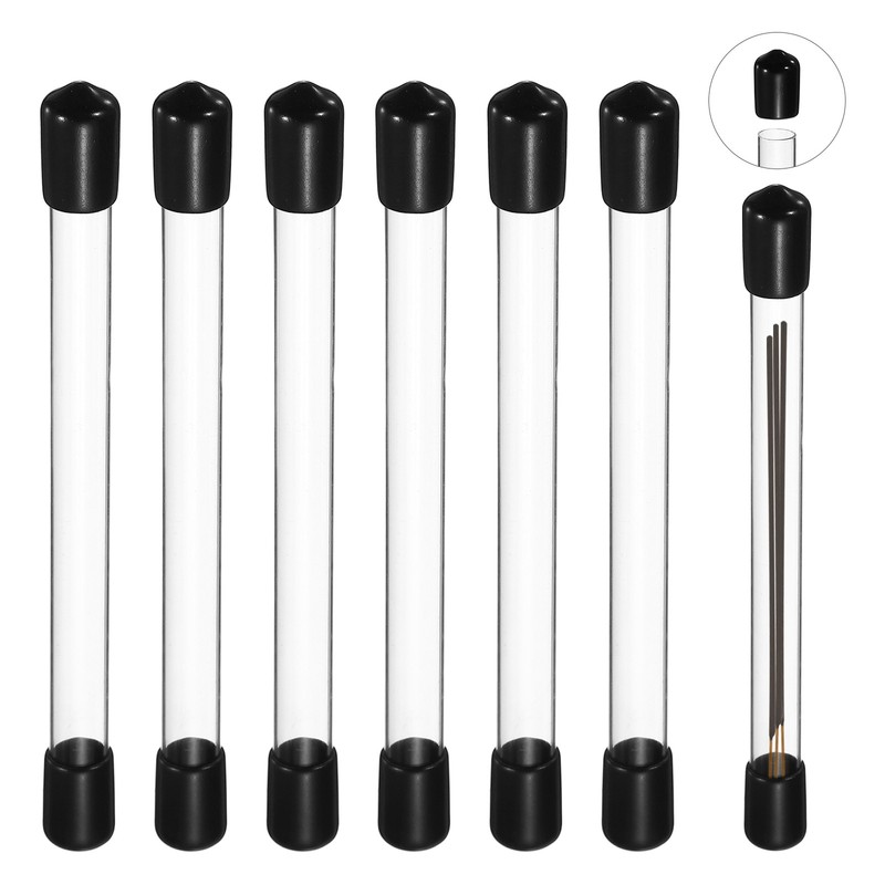6 Acrylic Incense Holder Tubes 4.72×0.35 Inch with Black Lid for