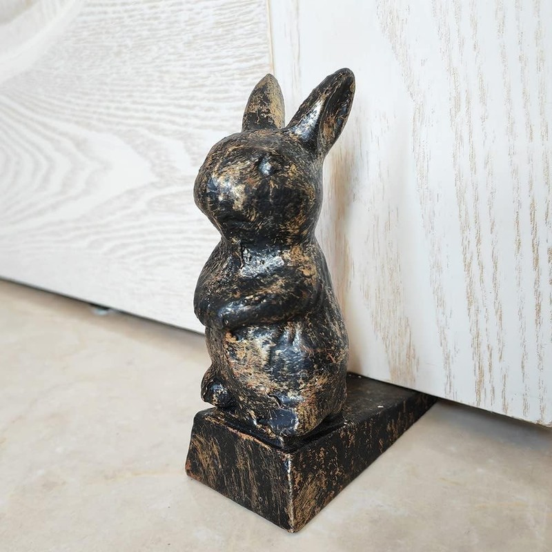 Cast Iron Door Stop, Cute Decorative Rabbit Door Stopper, Heavy Duty Door Stop W