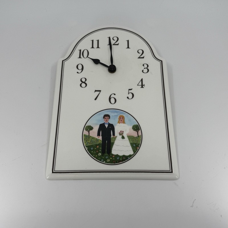 VTG Villeroy And Boch Naïf Wedding Ceramic Hanging Clock 10 1/4” Tall gallery