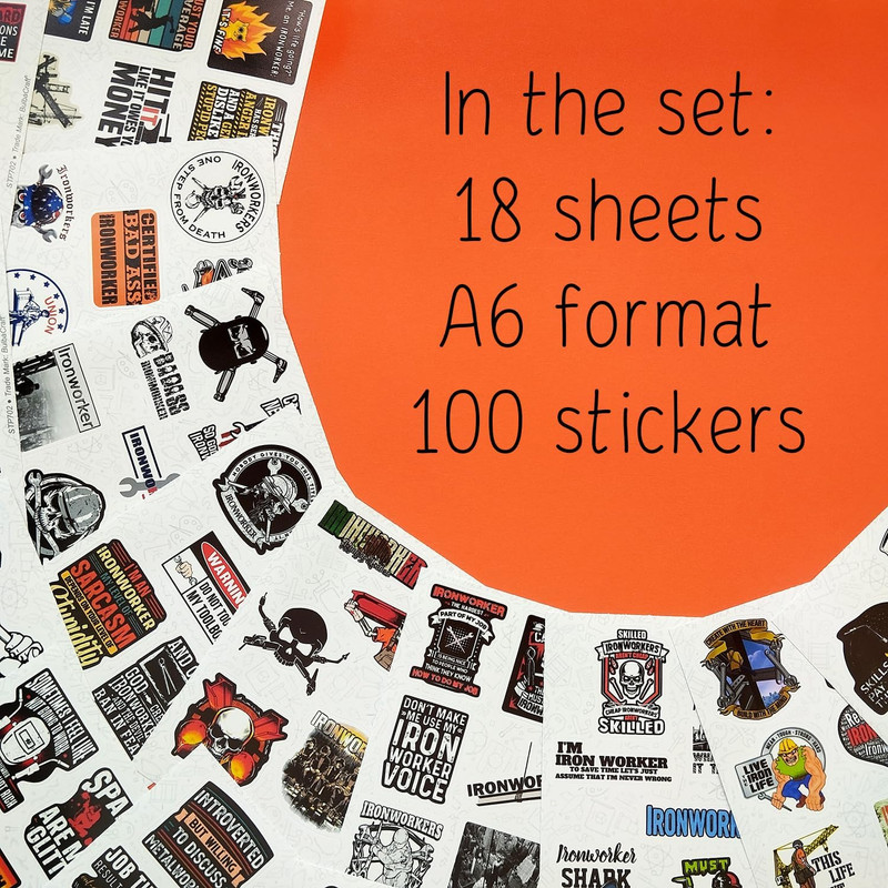 Bulbacraft 100Pcs Funny Ironworker Stickers for Hard Hat, Ironworker Decals for gallery