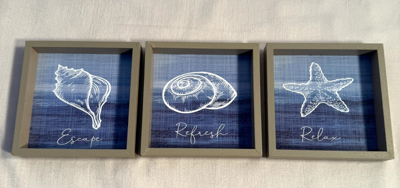 Refresh Escape Relax - 3 Small 4"x4" Ocean Wall Decorative Art - Beach Theme gallery