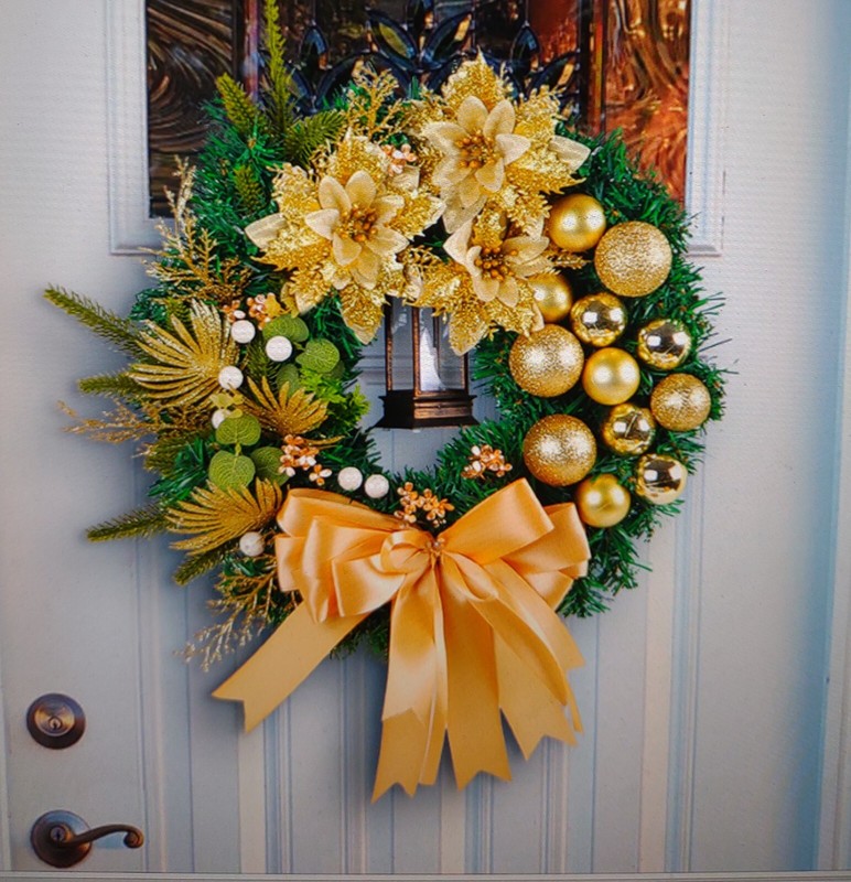 Artificial Holiday Wreath for Front Door or Porch, Multicolor Flower gallery