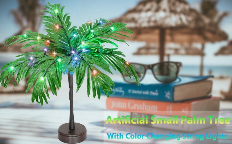 28 Color Changing Lighted Palm Tree Table Decor, 23 in Tropical Artificial Palm gallery