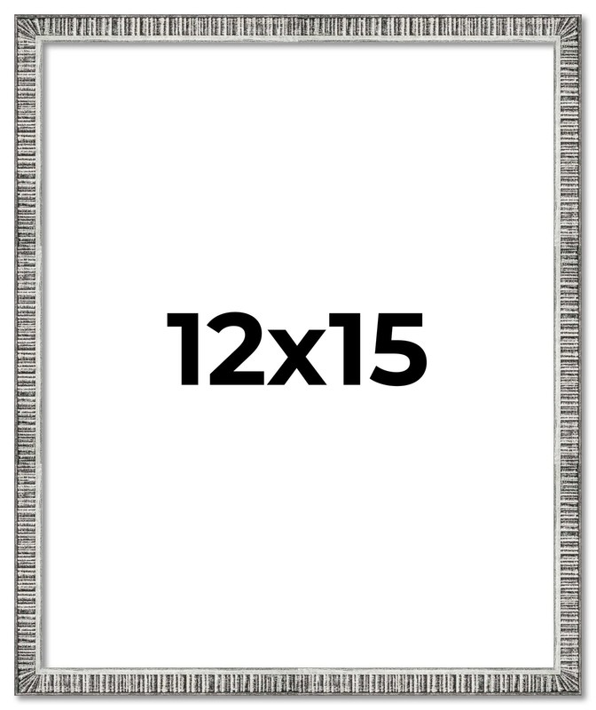 12×15 Frame Silver Grey Distressed Solid Wood Picture Frame | 0.75 Inch Moulding
