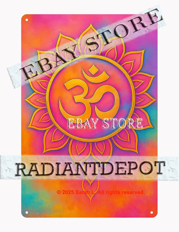 metal tin sign Om mandala fine art zen plaque poster