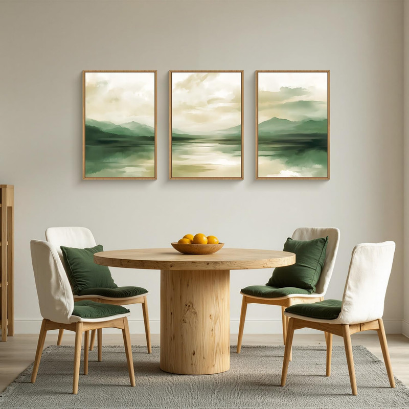 Sage Green Abstract Canvas Art Set of 3 for Living Room & Bedroom Decor gallery
