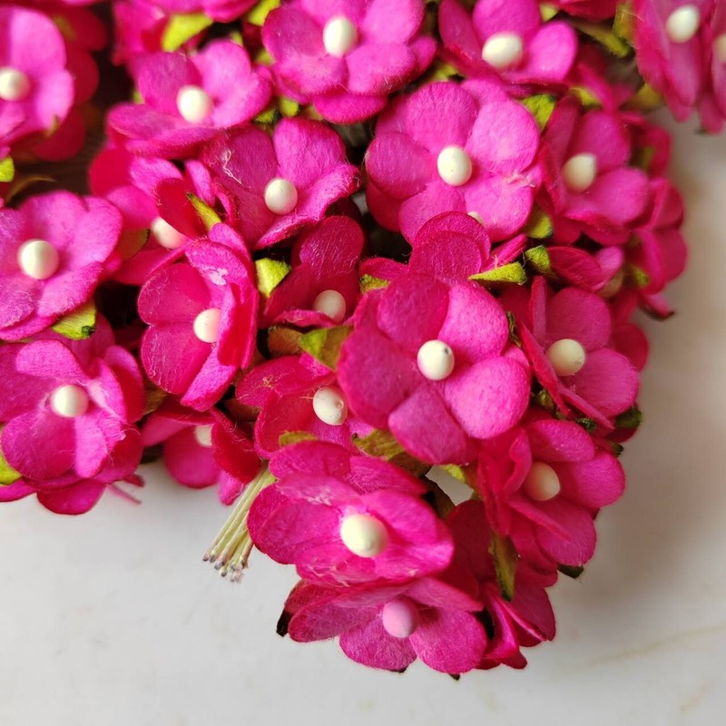 100 Hot Pink PI#5 Artificial Flowers Blossom Flower Paper Flower size 15 mm