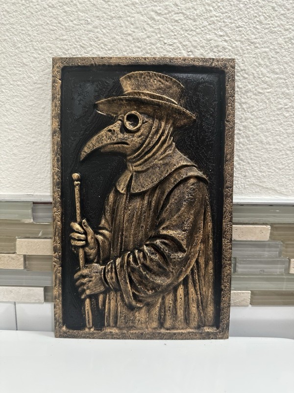 Hand Painted Plague Doctor 10” X 6” Home Decor Wall Art Plaque Halloween