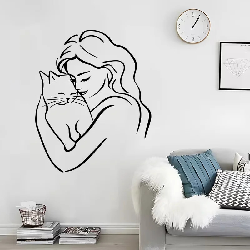 Stylish Wall Stickers for Lovers, Featuring The Silhouette of a Woman Holding a