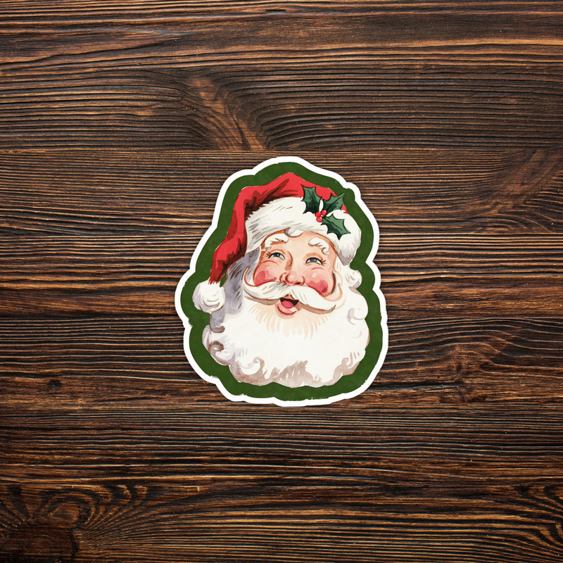 Vintage Jolly Santa Claus Christmas Sticker – Retro Holiday Decor Decal #413