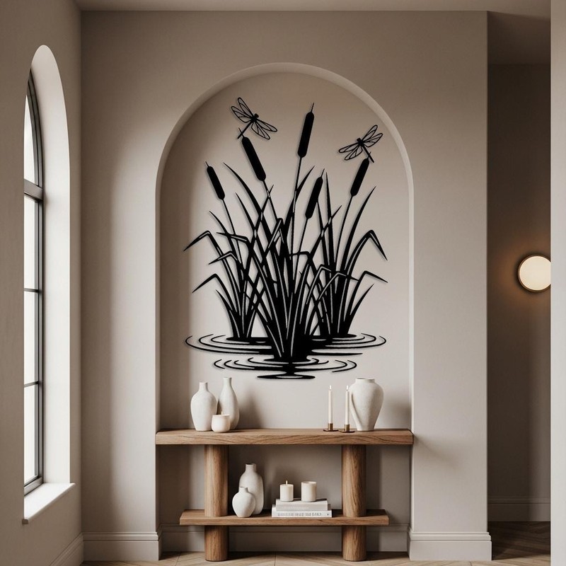 Cattails & Dragonfly Wall Decor, Rustic Lake House Decor Gift gallery