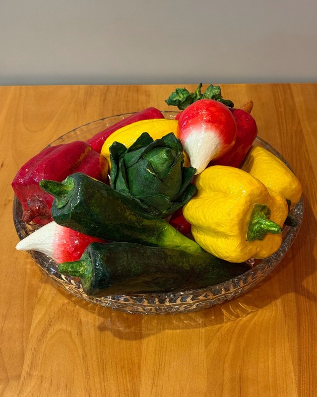 Vintage Glazed Paper Mache/Papier Mâché Hand Made Vegetables Decor Set of 12 gallery
