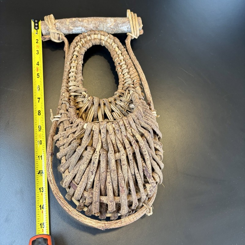 Vintage Hand Woven Twig Raffia Vine Wall Pocket Basket Handmade Primitive Rustic gallery