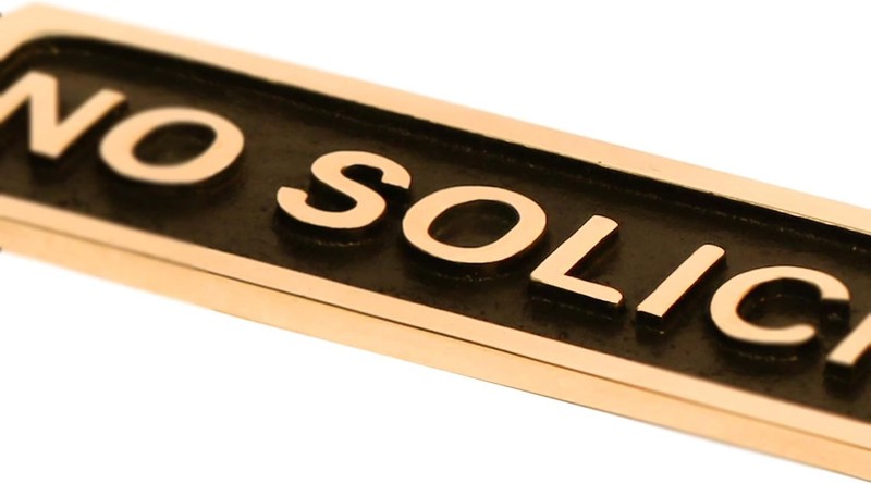 Office -No Soliciting Sign – Solid Brass Door Plaque, Black Finish gallery