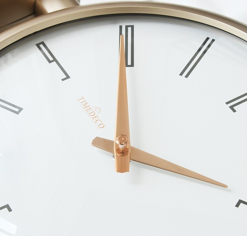 Modern Art Design Double Sided Wall Clock Station Silent Clock Decor White A7GD gallery