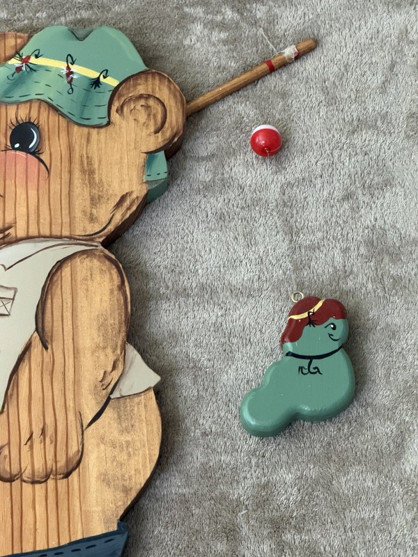 Handmade Solid Wood "Gone Fishing Bear" Wall Hanging Outdoor Sport Cabin Cottage gallery