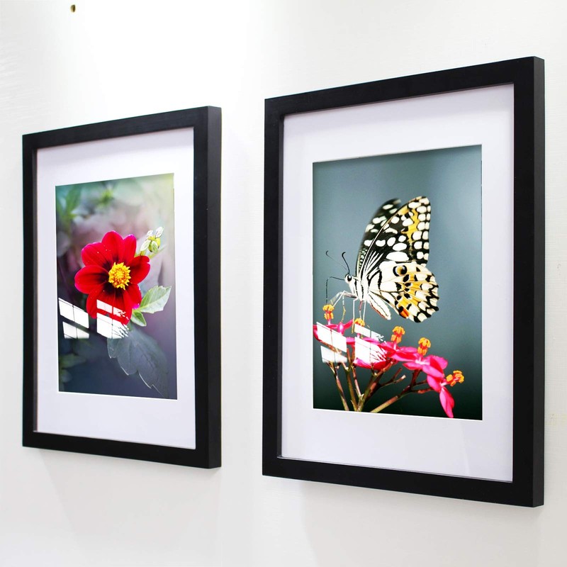 18x18 Frame Black With Mat 14x14 Solid Wood Picture Frames Wall Mounting (3 p... gallery
