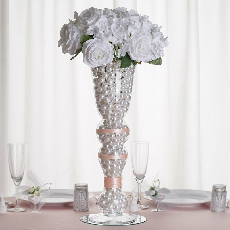 20″ tall Clear Glass Curvy Trumpet Centerpiece Vases Wedding Party Decorations
