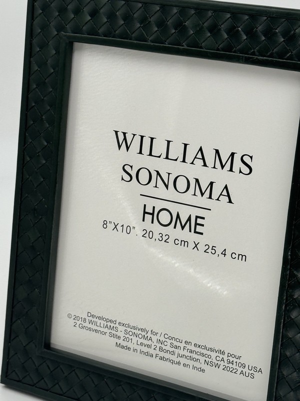 New Williams Sonoma Home 8x10 Green Woven Leather Photo Frame, Scuffed, Read! gallery