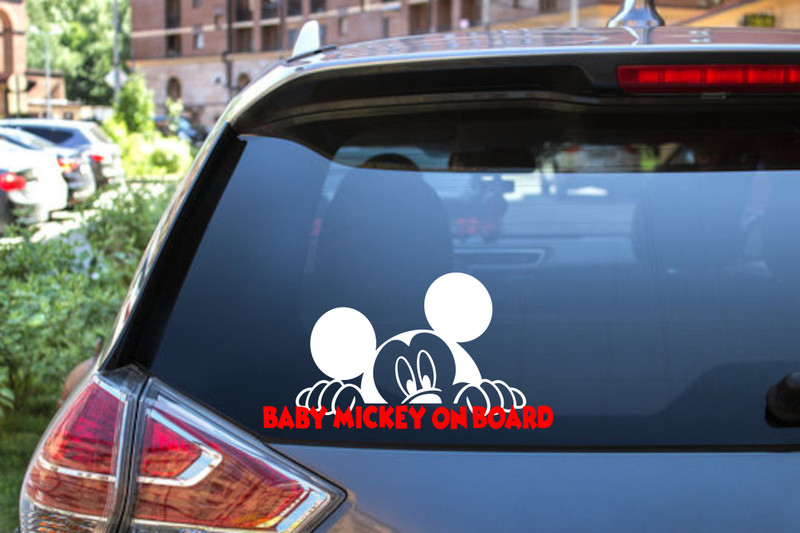 Baby on Board Vinyl Decal – Adorable Baby Mickey Sticker – 6104