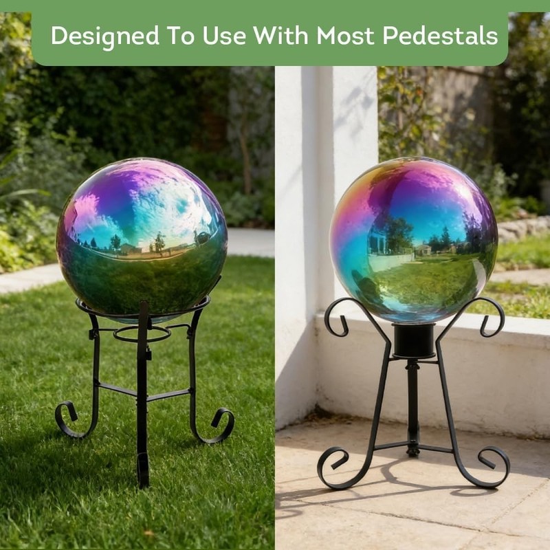 10-Inch Rainbow Gazing Globe Mirror Ball in Stainless Steel for Elegant Gardens gallery