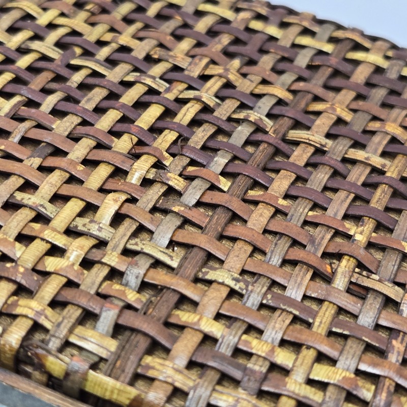 Wicker Woven Bamboo Sewing Basket With Hinged Lid Trinket Jewelry Box Small gallery