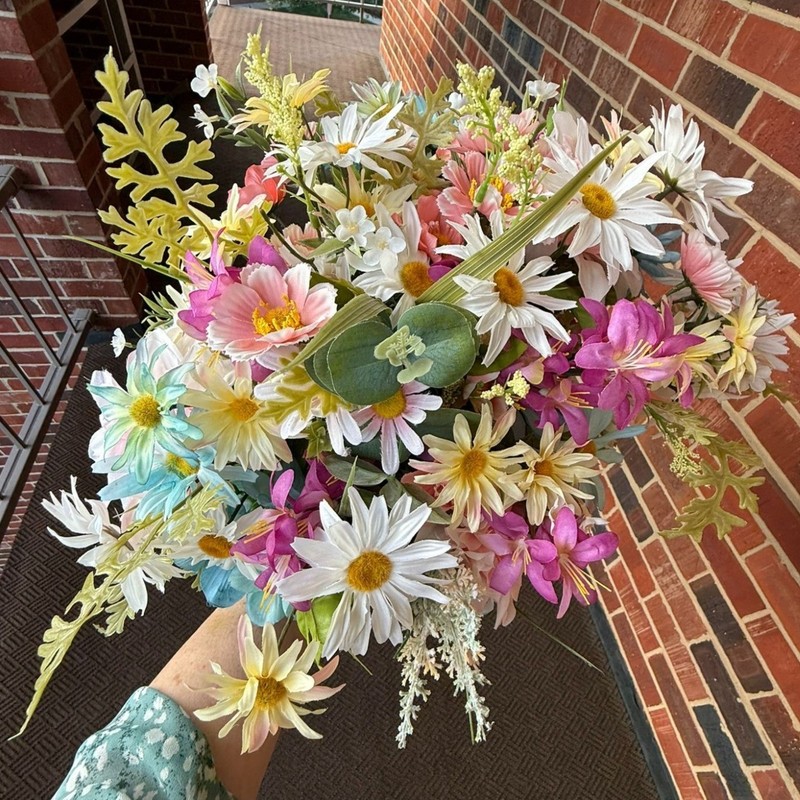 Artificial Mixed Floral Bouquet Multicolor Daisies Hydrangeas Upcycled and New gallery