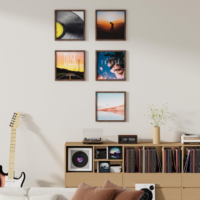 Vinyl Record Frame Natural Walnut Wood for 12.5 X 12.5 Inches LP Record Album... gallery