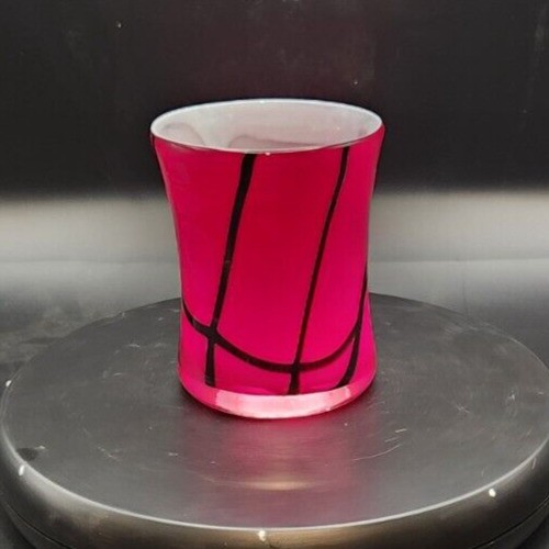 Hand-Blown Red and Black Glass Vase: Perfect for Flowers gallery