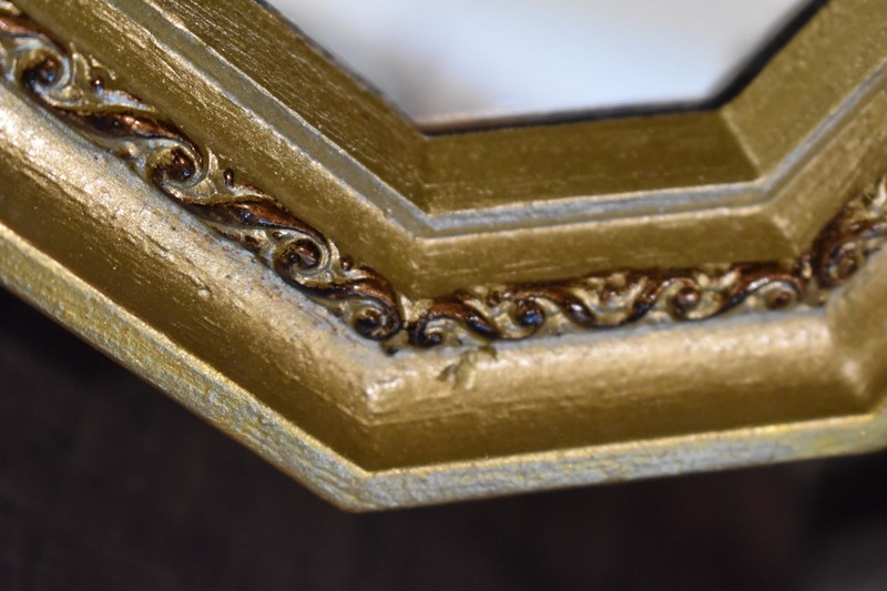 Decorative Long Hexagonal Mirror Gold Toned 18 X5 gallery