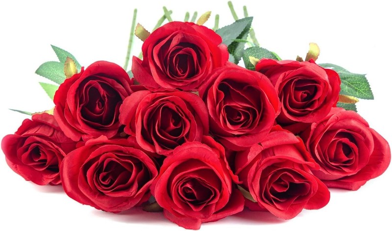 10pcs Artificial Rose Flowers Long Stem Fake Silk Roses for DIY Wedding Bouqu... gallery