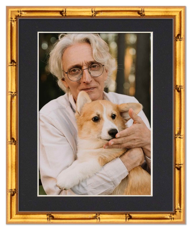 11x14 Frame Gold Bamboo With Black Picture Mat For 11x14 Photo - Gold Bamboo 13x gallery