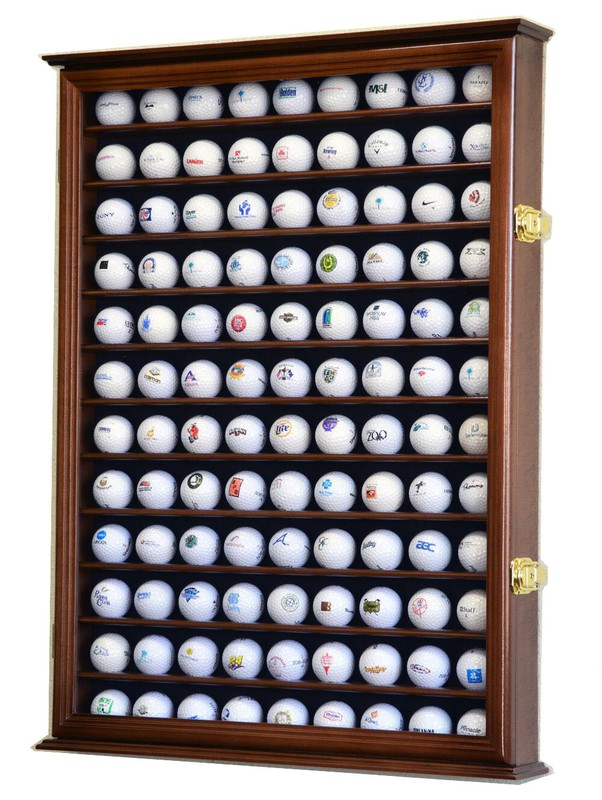 PGA 108 Golf Ball Display Case Cabinet Wall Rack Holder Box w/Door – Lockable