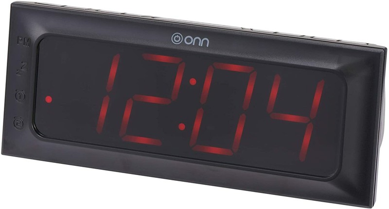 ONN AM/FM Digital Alarm Clock Radio, Large 2″ x 6.4″ Wide LED Display Dual Alarm