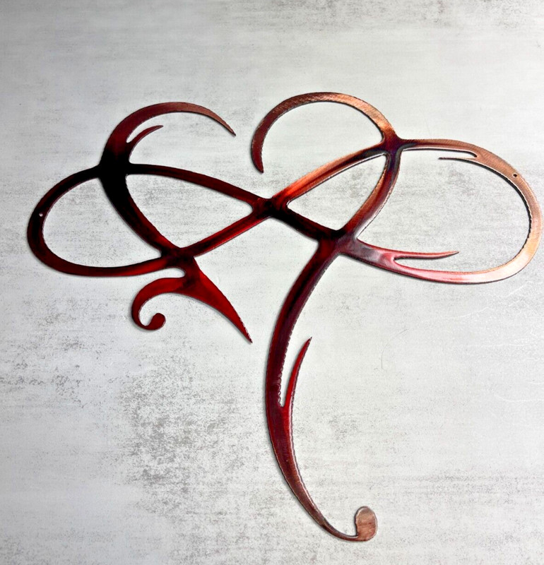 Infinity Heart – Metal Wall Art – Copper 18 1/2″ x 15″ Red Tinged