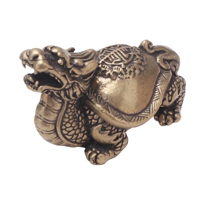 Copper Brass Dragon Turtle Small Fengshui Statue Ornament Chinese Decoration gallery