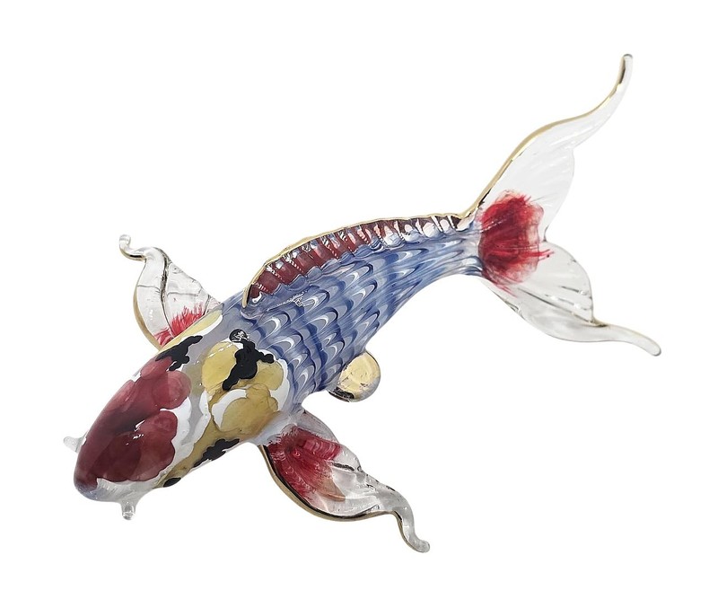 Witnystore 5 Blue Red Gold Koi Carp Fish Artistic Blown Glass Figurine Premium