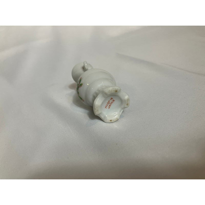 Miniature White Porcelain Vase Pink Rose Floral Design Small Trinket gallery