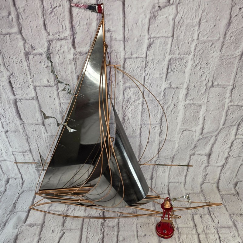 Vtg Curtis Jere Metal Art Sailboat Yacht Wall Sculpture 31 X 28 inch Home Decor