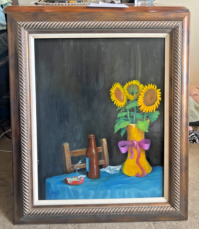 22x25 SUNFLOWERS in YELLOW VASE Oil Painting
