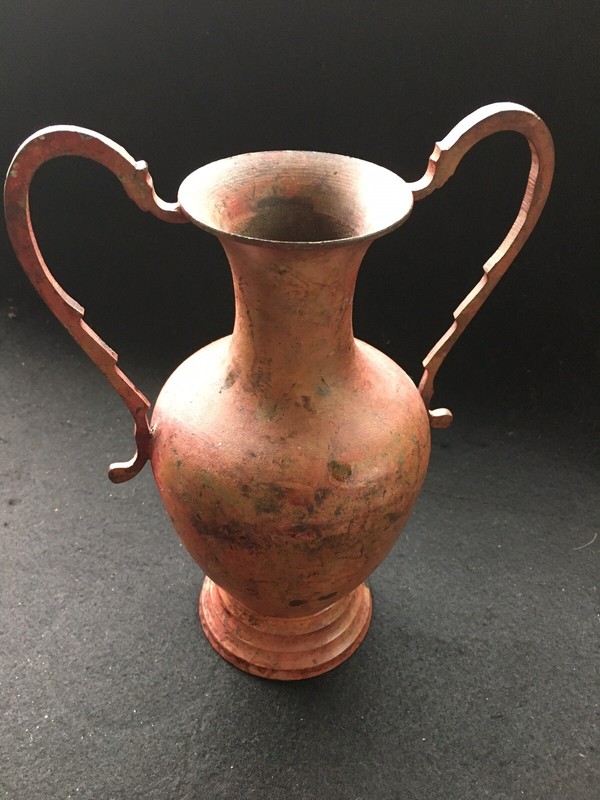 **SALE** ANTIQUE French Amphora 9” Vase Incredibly Well Kept Solid Bronze
