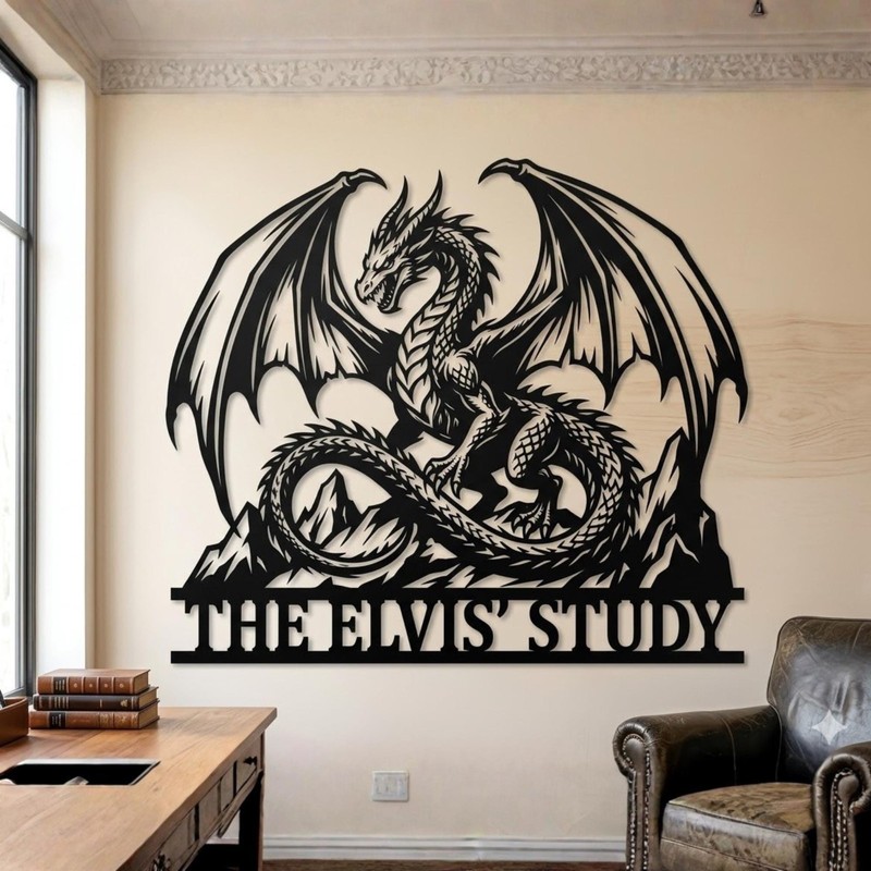 Custom Dragon Metal Sign: Personalized Wall Decor, Outdoor & Indoor Metal Art