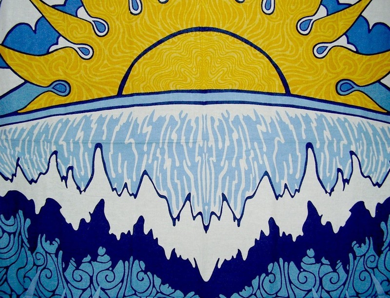 Poster Size Sun Wave Print Cotton Wall Hanging 45" x 30" Blue gallery